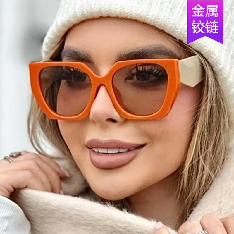 Orange Polygonal Sunglasses for Men Women 2022 - Image 5