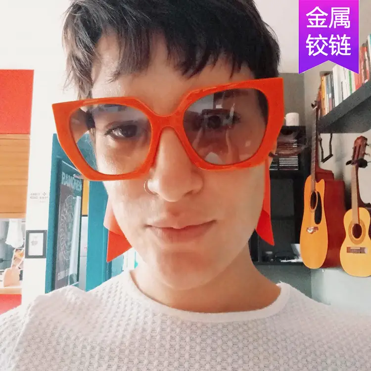 Orange Polygonal Sunglasses for Men Women 2022 - Image 7