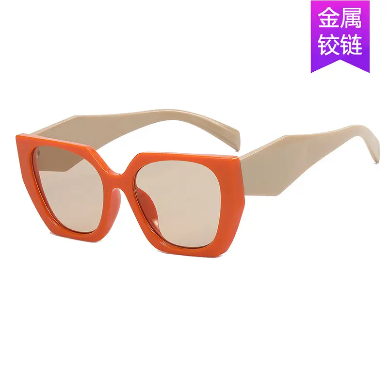 Orange Polygonal Sunglasses for Men Women 2022 - Image 8