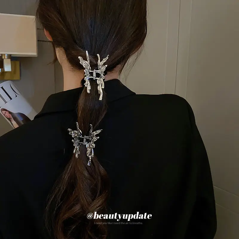 European & American Exaggerated Butterfly Hairpin Clips Metal Cold Wind Back Head Shark Clip Design - Image 5