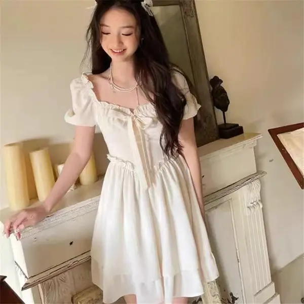 Women's White Squares Skirt Dress 2022 - Image 2