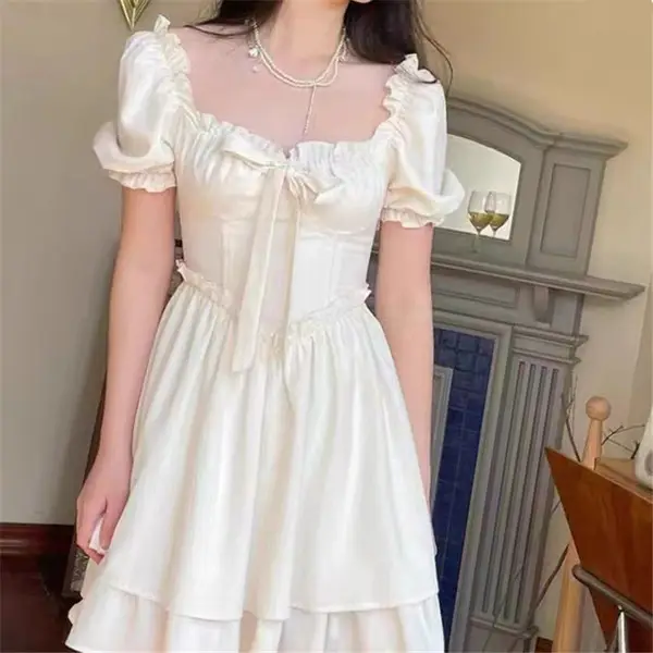 Women's White Squares Skirt Dress 2022 - Image 5