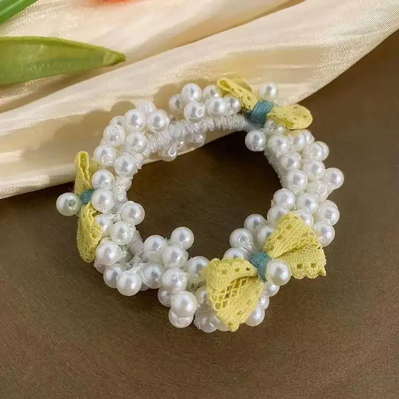 Girls Hair Bow with Pearl Flower Decor