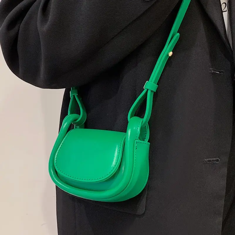 Green Textured Shoulder Crossbody Bag for Women - Image 7