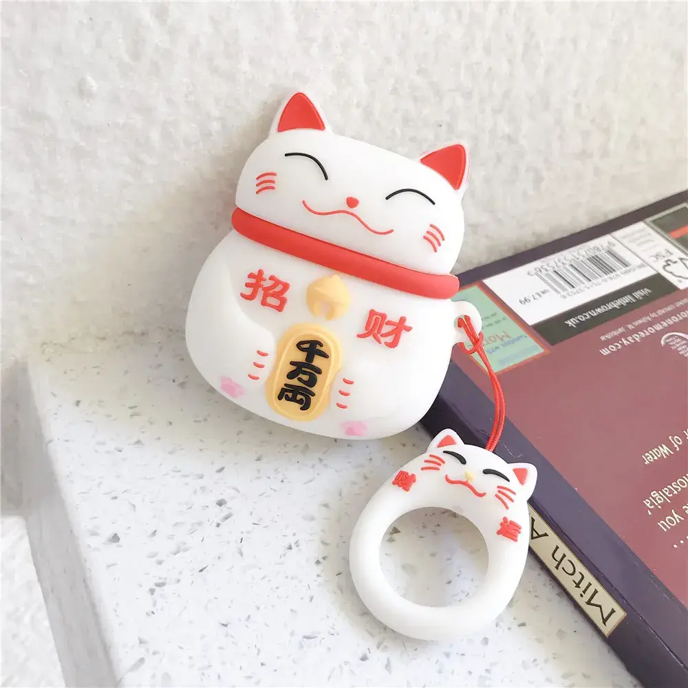 Cat Design Bluetooth Headphone Cover White Anti-Fall - Image 8