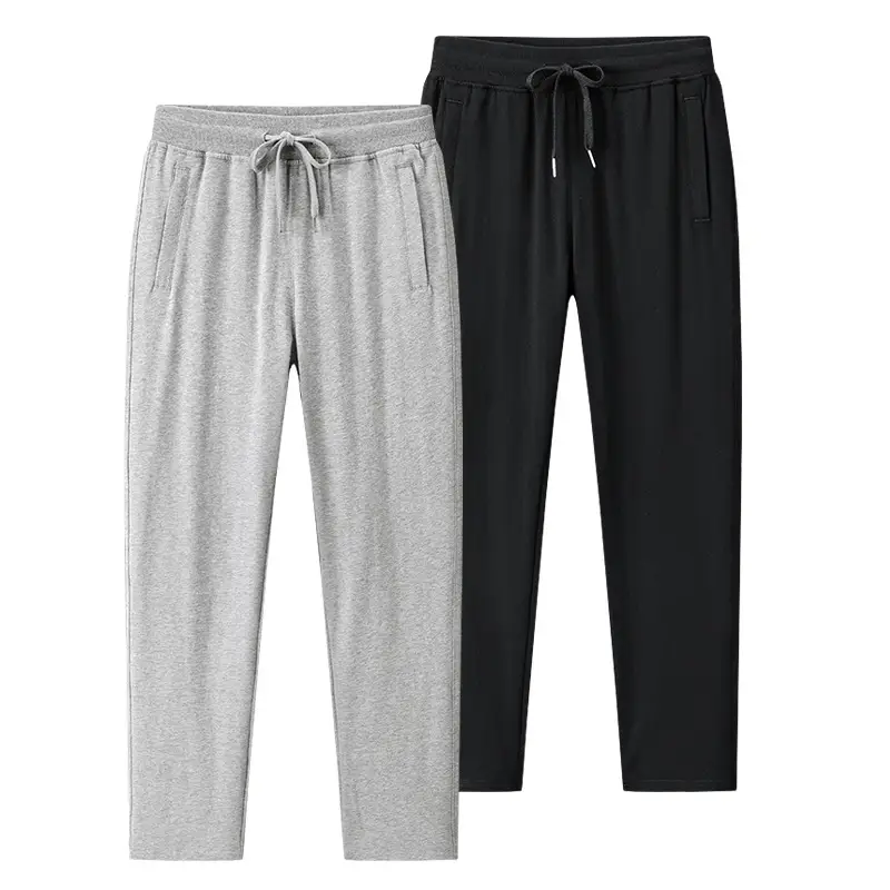 Men Pure Cotton Straight Cut Trousers Plus Size Grey - Image 4