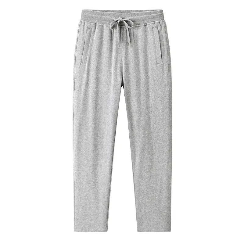 Men Pure Cotton Straight Cut Trousers Plus Size Grey - Image 2