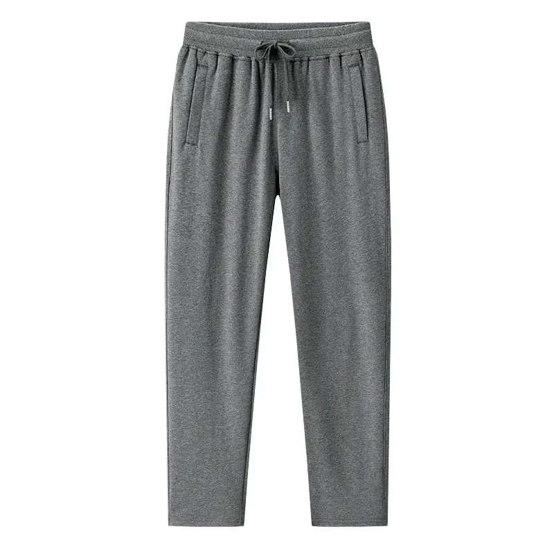Men Pure Cotton Straight Cut Trousers Plus Size Grey - Image 3