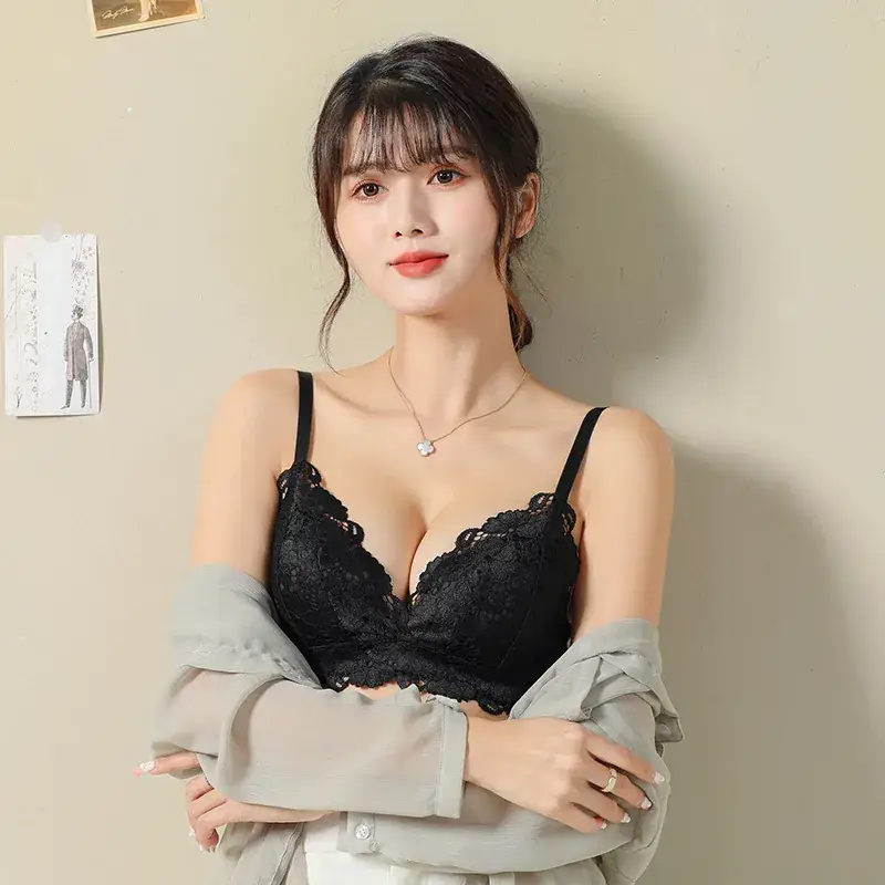 Black Lace Push-Up Bra Underwear Adjustable Side Closure - Image 8