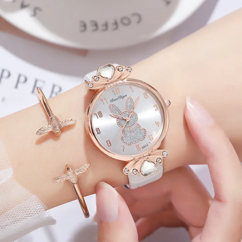 Rabbit Pattern Bow Watch with Crystal Accents - Image 11