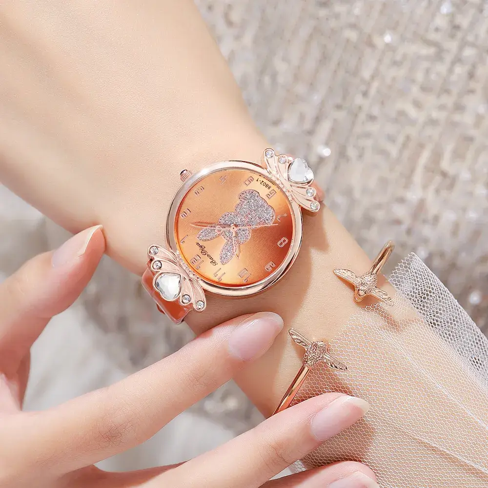 Rabbit Pattern Bow Watch with Crystal Accents - Image 12