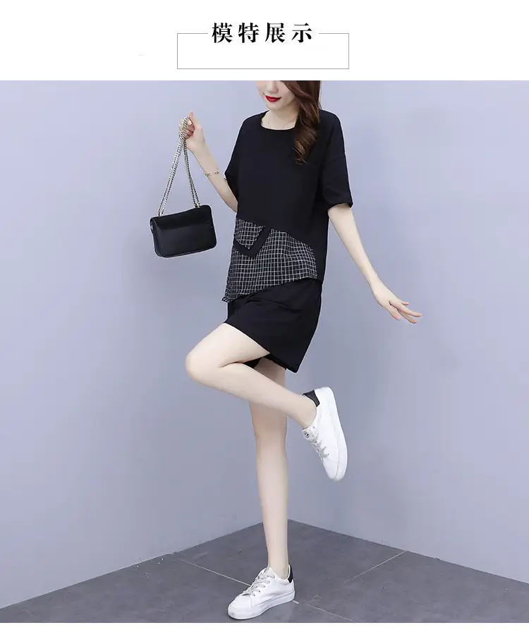 Summer Korean Style Plus Size Casual Shorts Set - Image 3