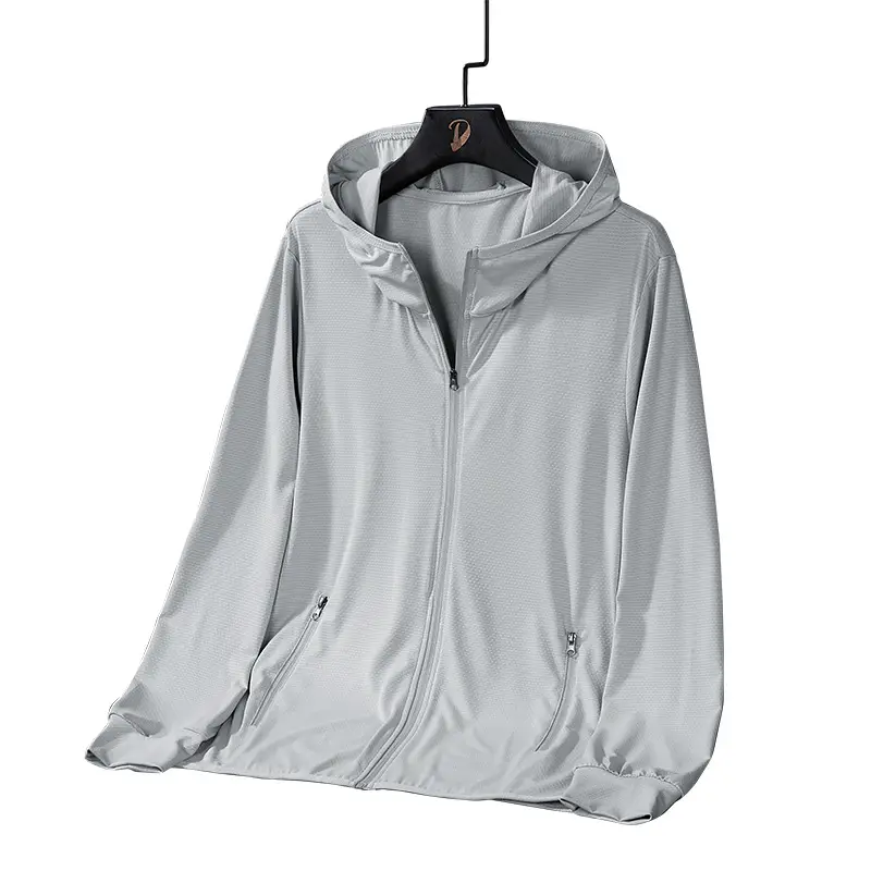 Men's Ice Silk Hoodie Grey Skin-Breathable