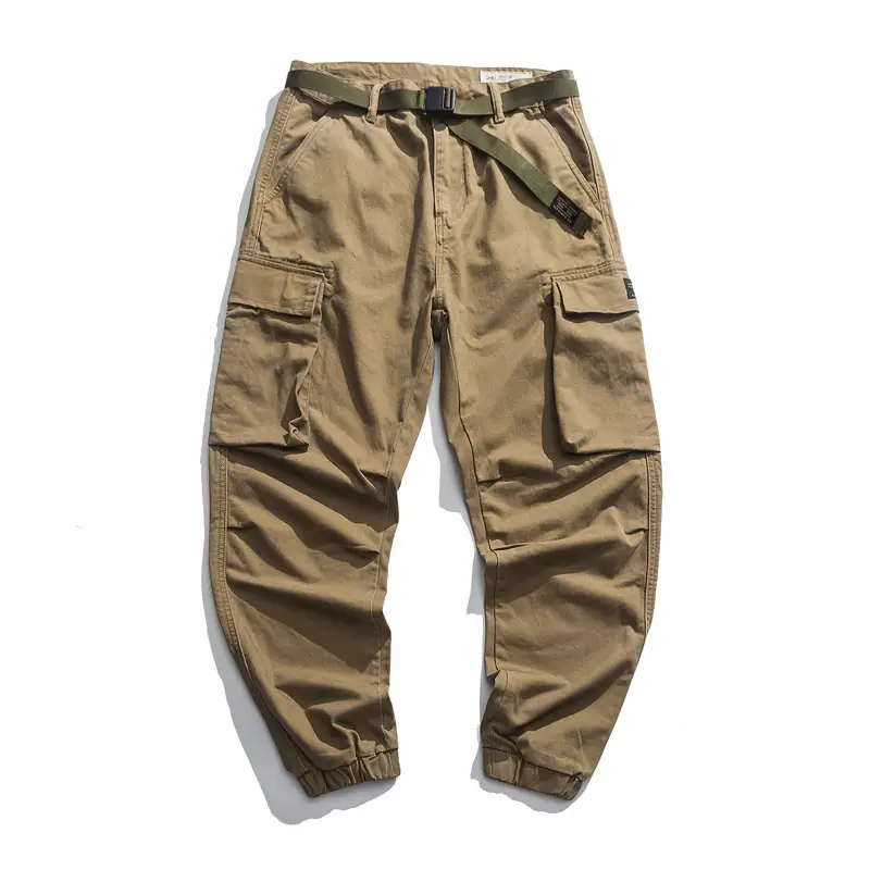 Men's Tanned Cargo Pants with Belt Buckle