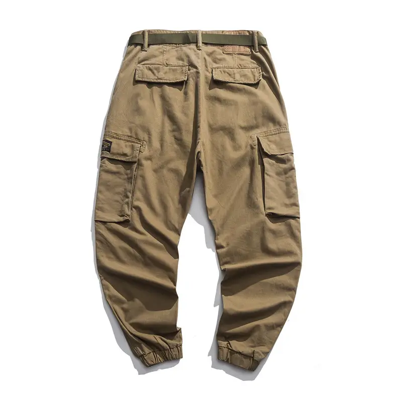Men's Tanned Cargo Pants with Belt Buckle