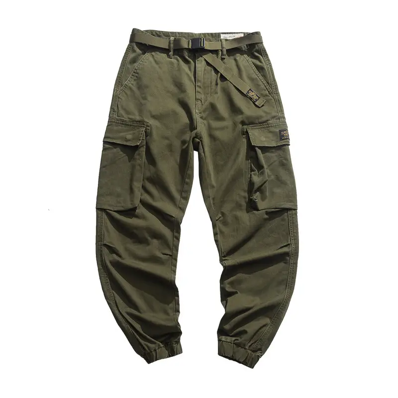 Men's Tanned Cargo Pants with Belt Buckle