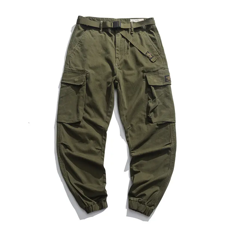 Men's Tanned Cargo Pants with Belt Buckle