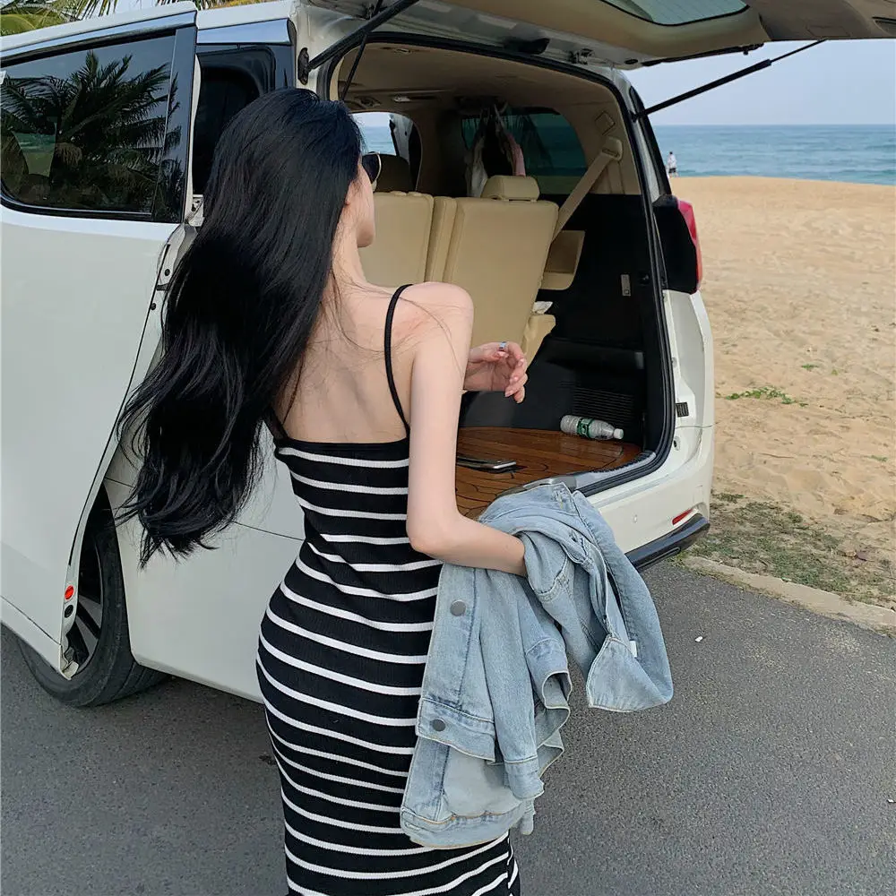 Women's Striped Long Skirt Dress Summer 2022
