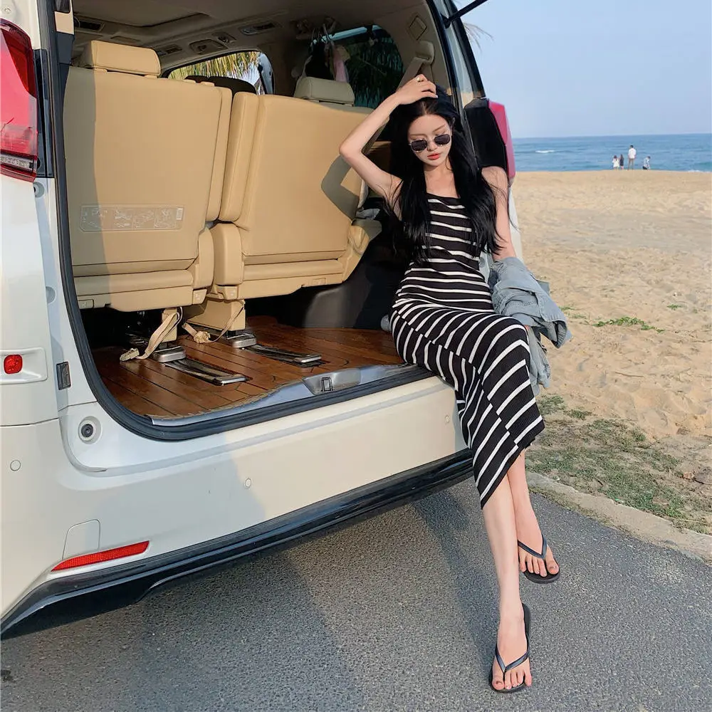 Women's Striped Long Skirt Dress Summer 2022