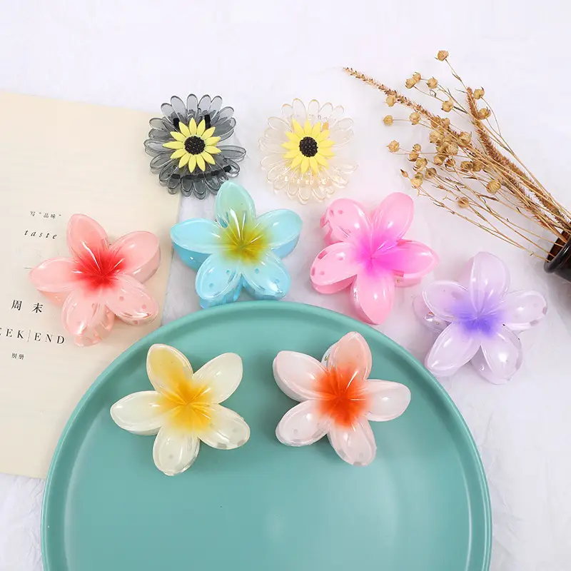 Blue White Acrylic Flower Hairpin for Women