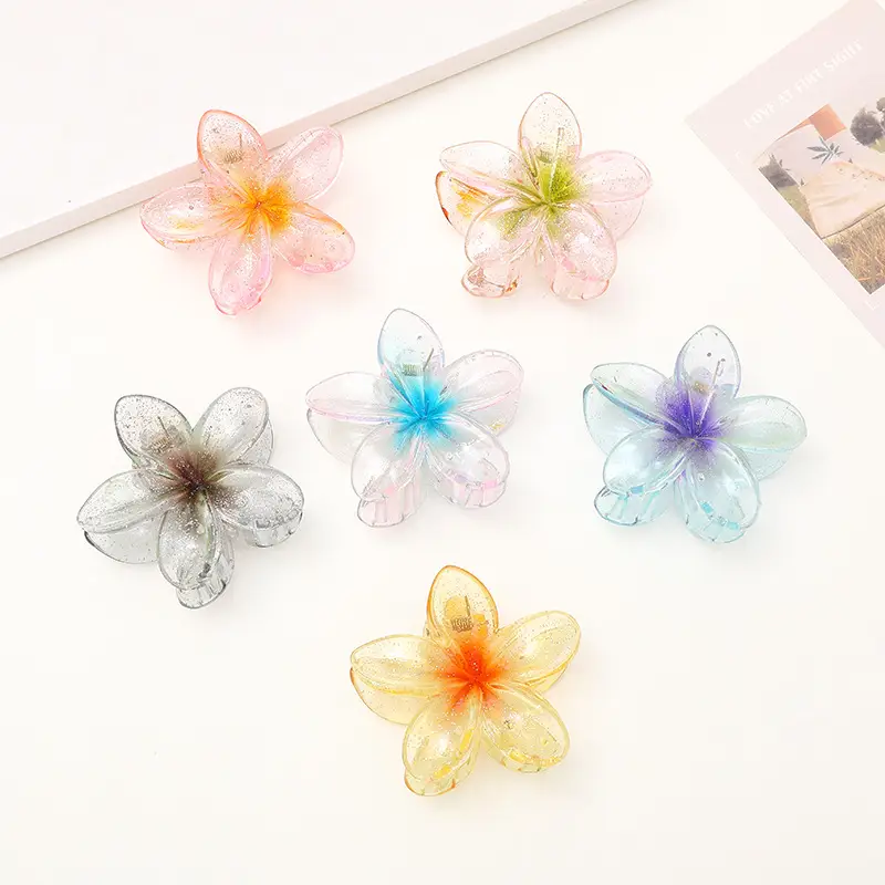 Blue White Acrylic Flower Hairpin for Women