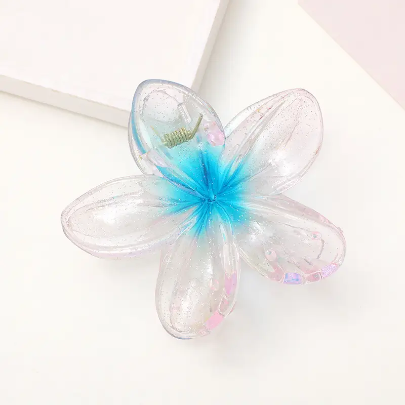 Blue White Acrylic Flower Hairpin for Women