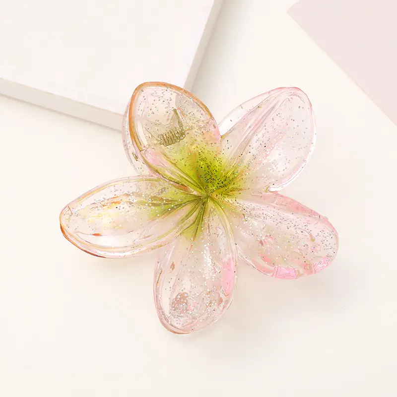 Blue White Acrylic Flower Hairpin for Women
