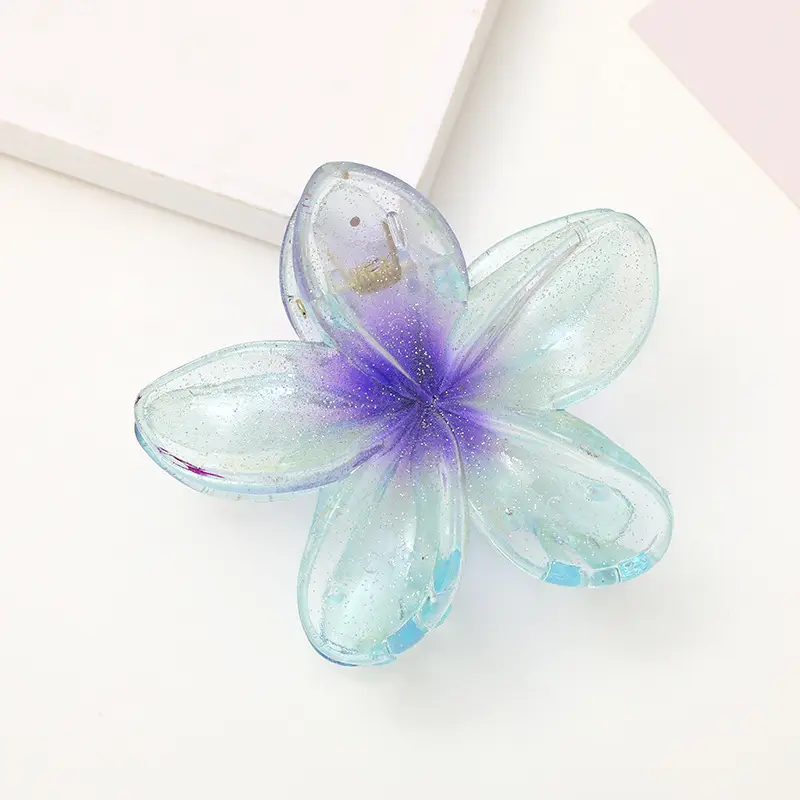 Blue White Acrylic Flower Hairpin for Women