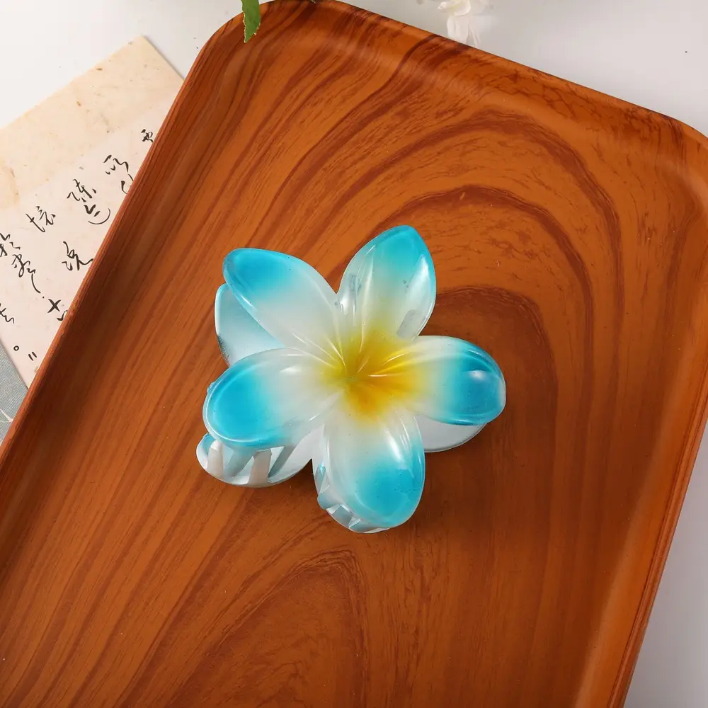 Blue White Acrylic Flower Hairpin for Women