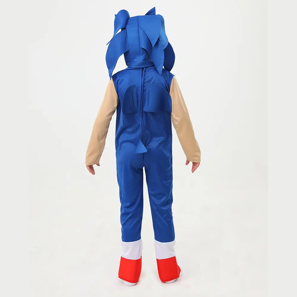 Sonic Kid Costume Red Hooded Suit with Gloves