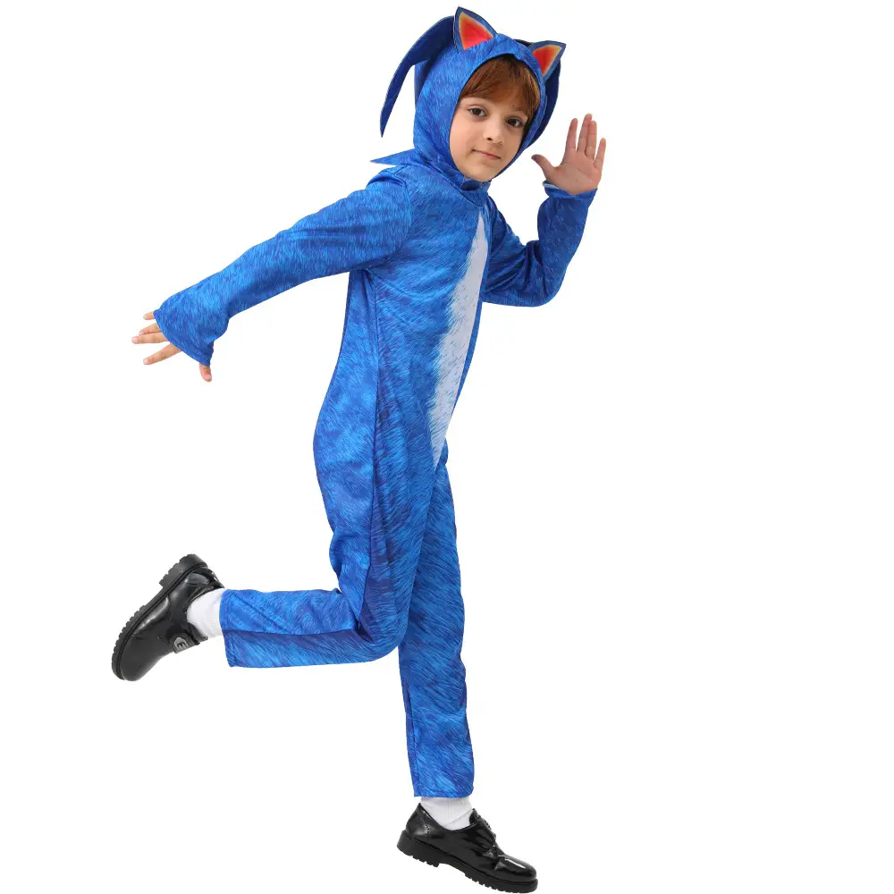 Sonic Kid Costume Red Hooded Suit with Gloves