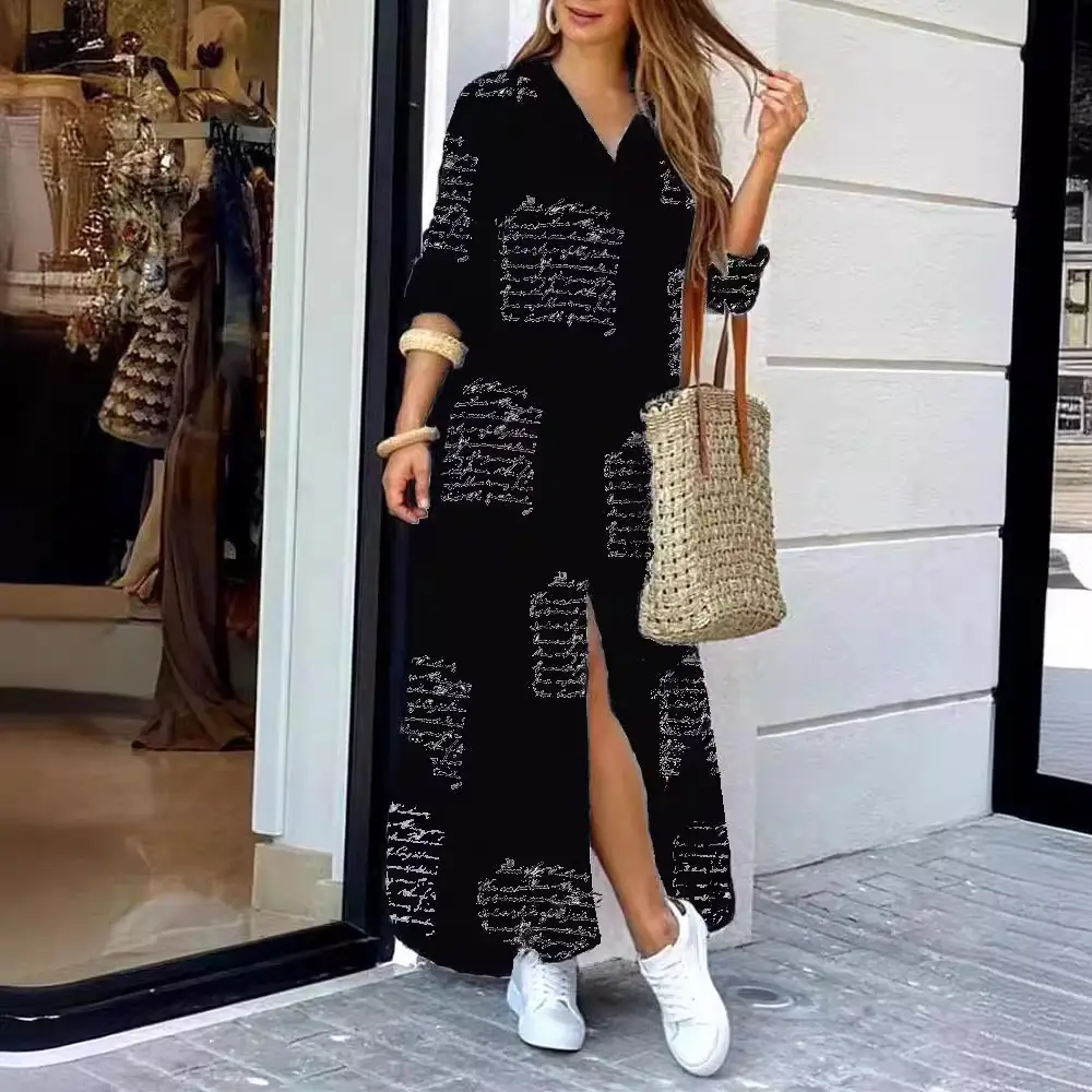 Long Sleeve Printed Shirt Dress S-5XL - Image 18