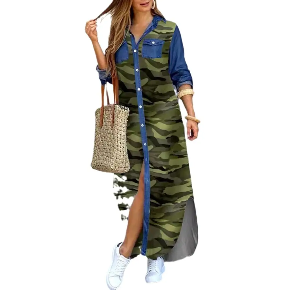 Long Sleeve Printed Shirt Dress S-5XL - Image 20