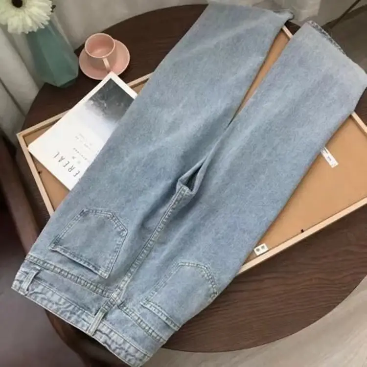 Women Wide Leg High Waist Jeans Blue 2024 - Image 6