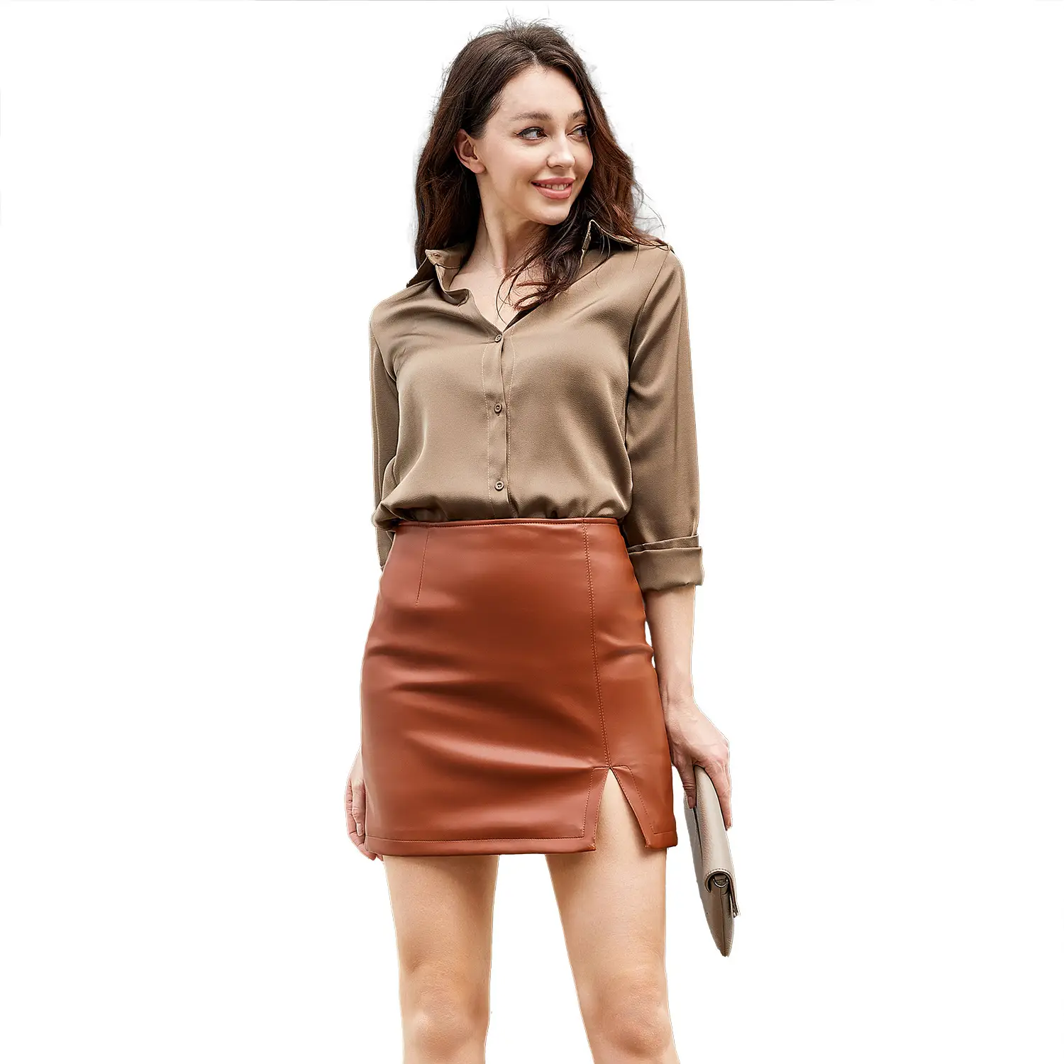 2022 Hip Skirt Women's Pu Leather Elegant Commuter