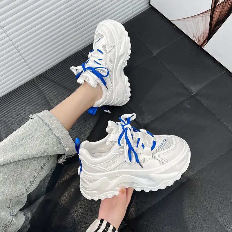 Women's White Mesh Thick Sole Sneakers 2023 - Image 5
