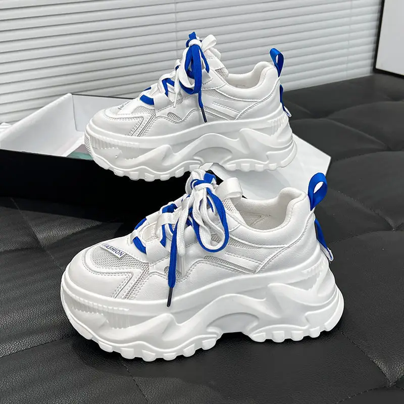 Women's White Mesh Thick Sole Sneakers 2023 - Image 6