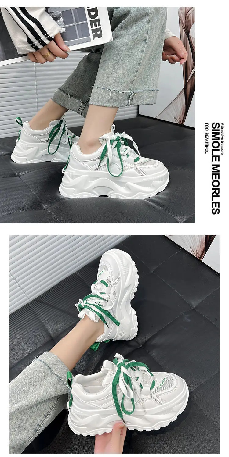 Women's White Mesh Thick Sole Sneakers 2023 — feature 11