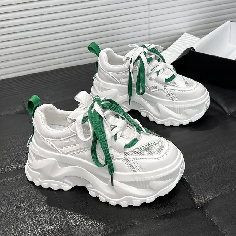 Women's White Mesh Thick Sole Sneakers 2023 - Image 2