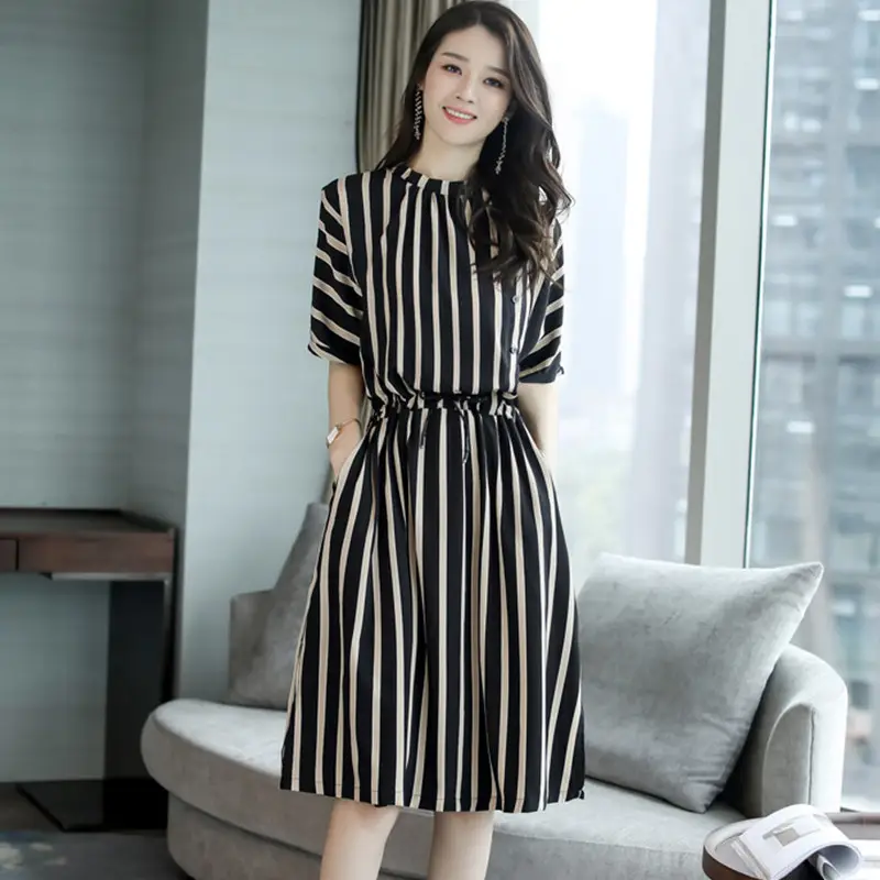 2025 Summer Striped Cross-Border Dress Large Size - Image 3