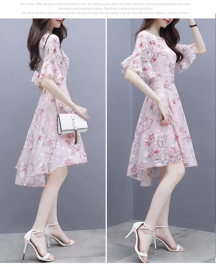 Women's Printed Chiffon Mid-Length Dress Summer 2022 — feature 11