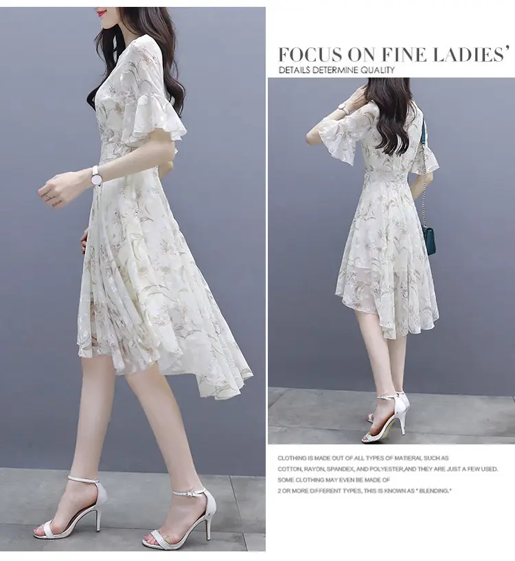 Women's Printed Chiffon Mid-Length Dress Summer 2022 — feature 15