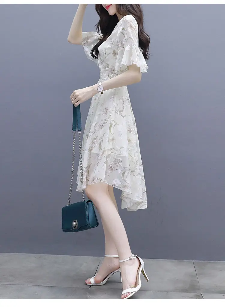 Women's Printed Chiffon Mid-Length Dress Summer 2022 — feature 16