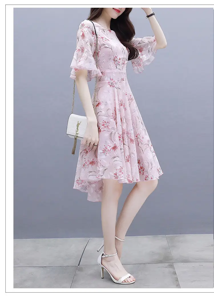 Women's Printed Chiffon Mid-Length Dress Summer 2022 — feature 9