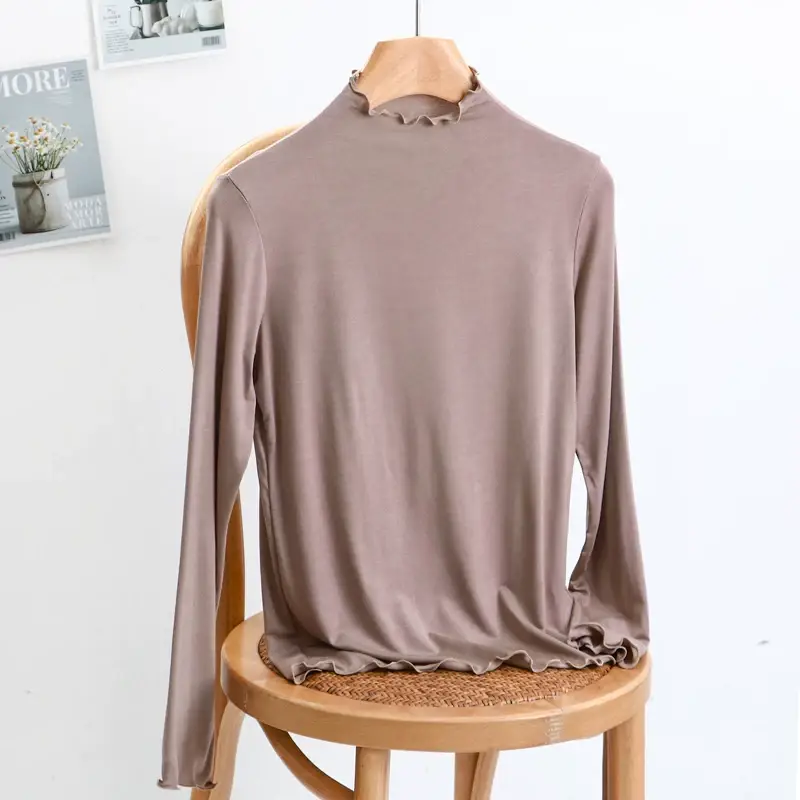 Women's Slim Fit Collar Shirt with Wooden Ear Trim — feature 14