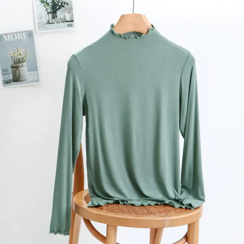 Women's Slim Fit Collar Shirt with Wooden Ear Trim — feature 15