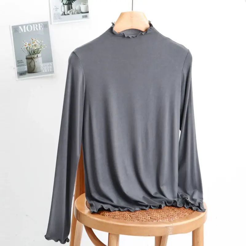 Women's Slim Fit Collar Shirt with Wooden Ear Trim — feature 2