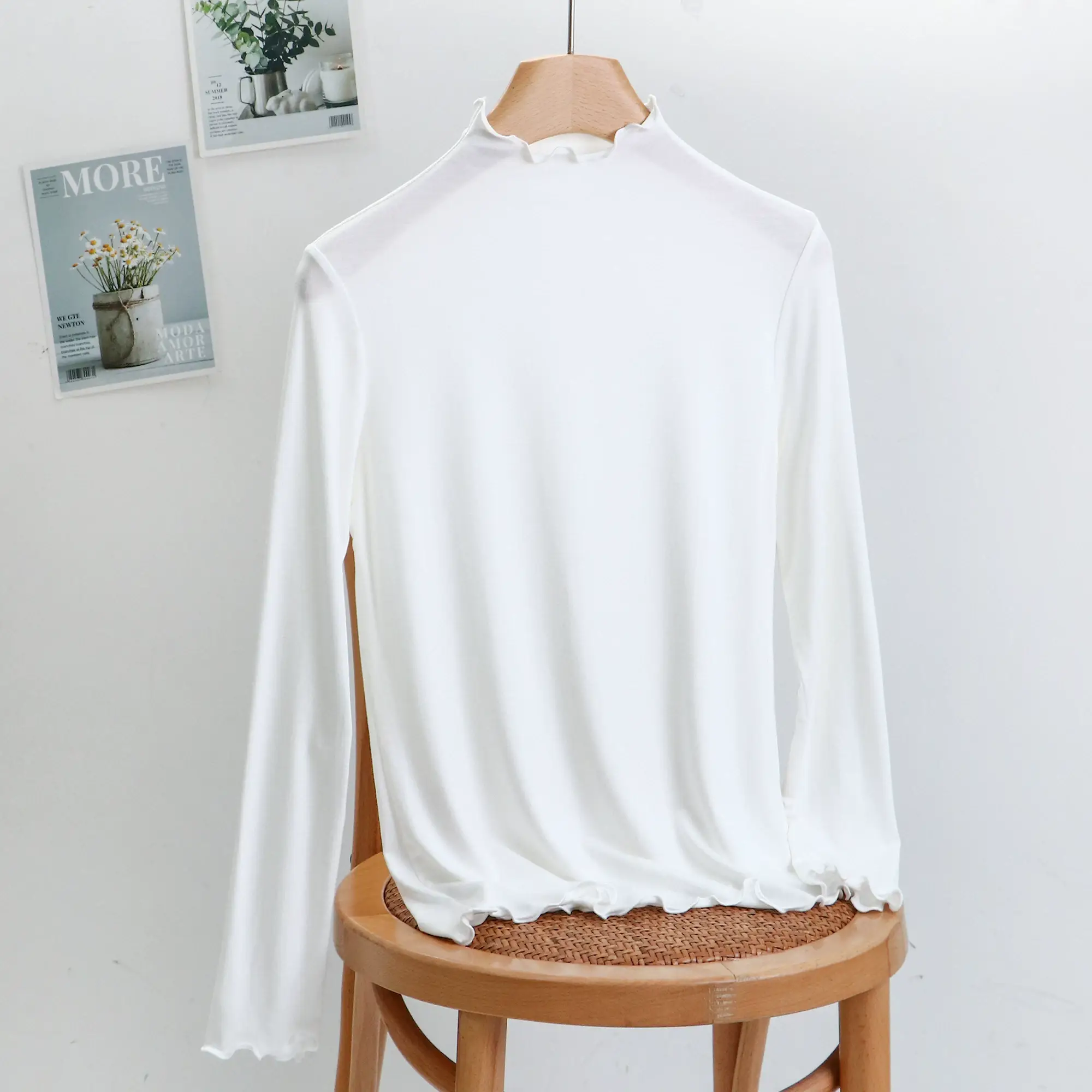 Women's Slim Fit Collar Shirt with Wooden Ear Trim — feature 22