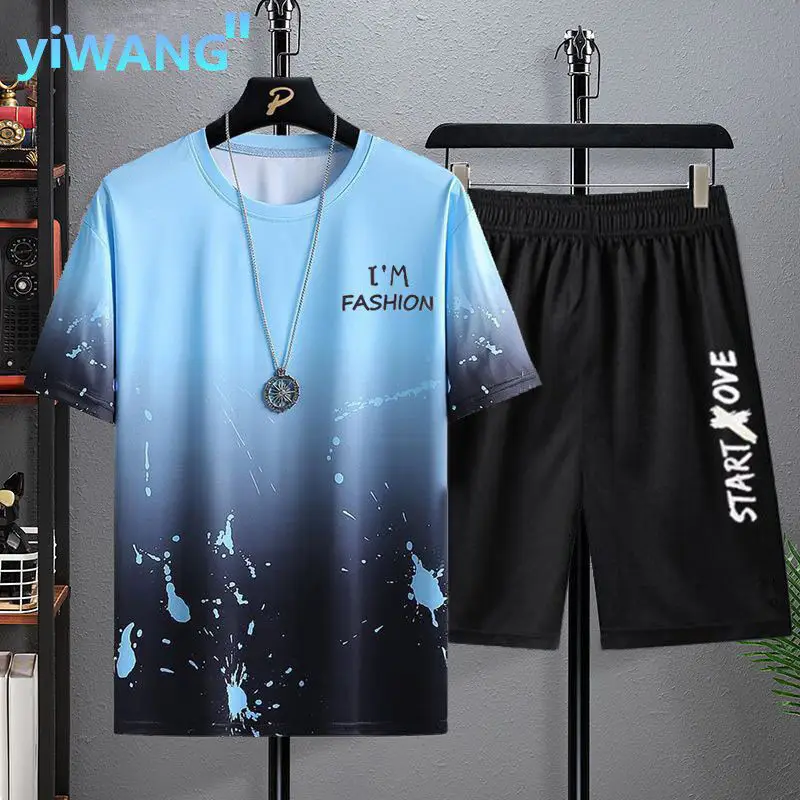 Summer Men's Short-Sleeved Suit 2023 New Ins Half-Sleeved Top Casual Round Neck Trendy T-Shirt Casual Versatile - Image 7