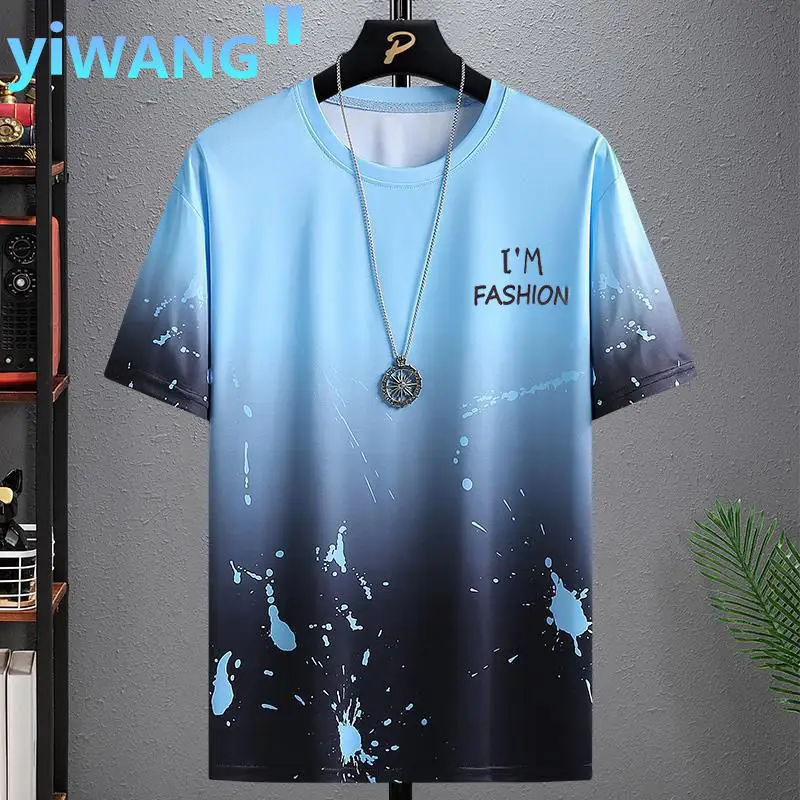 Summer Men's Short-Sleeved Suit 2023 New Ins Half-Sleeved Top Casual Round Neck Trendy T-Shirt Casual Versatile — feature 16